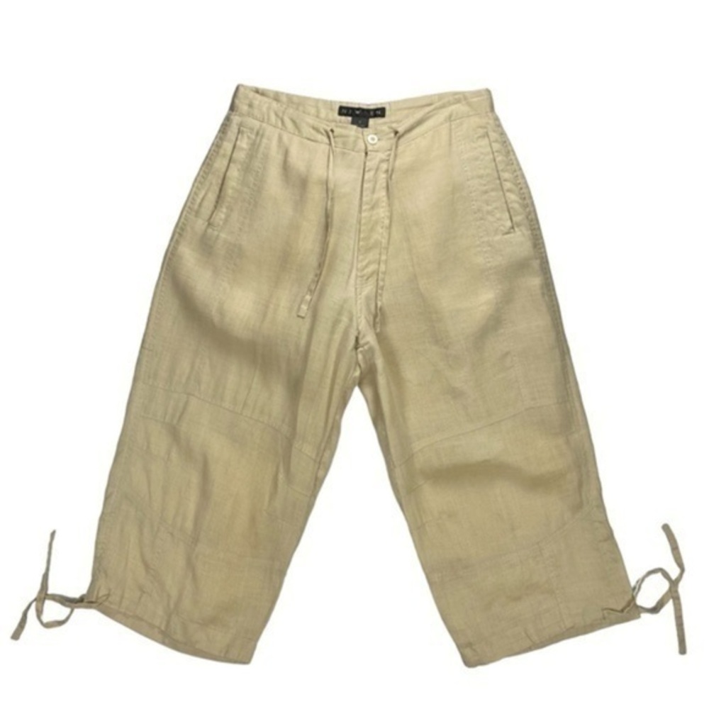 New Gen Linen Pants Womens Sz Medium Khaki Tan 100% Pure Linen Capri Vacay Pants